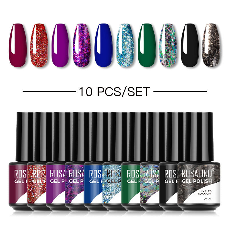 ROSALIND Mini Soak Off Gel Polish Set 10PCS Set Bright For Nail Art Design LED/UV Lamp