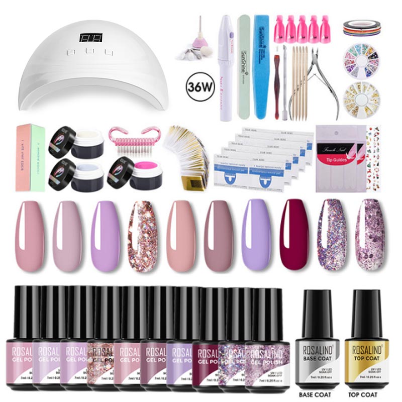 ROSALIND Gel Polish Nail Kits Professional Manicure Set For Nail Art Design LED/UV Lamp