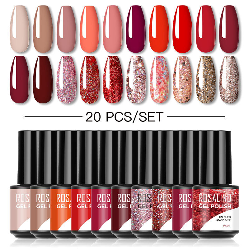 ROSALIND Mini Soak Off Gel Polish Set 20PCS Set Bright For Nail Art Design LED/UV Lamp