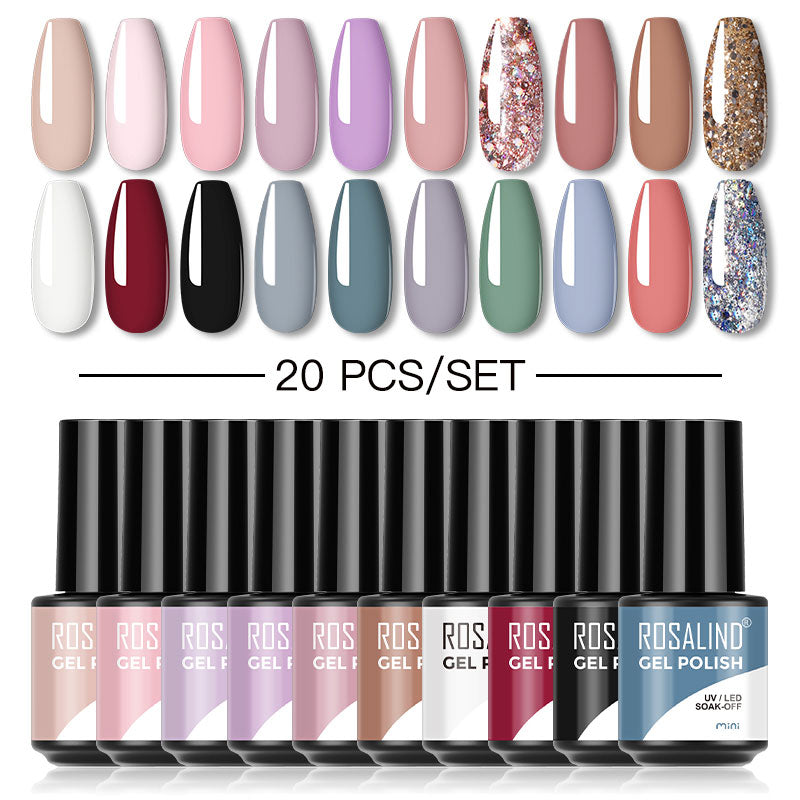 ROSALIND Mini Soak Off Gel Polish Set 20PCS Set Bright For Nail Art Design LED/UV Lamp