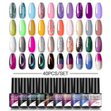ROSALIND 40PCS/Set Soak Off Gel Polish Bright For Nail Art Design LED/UV Lamp