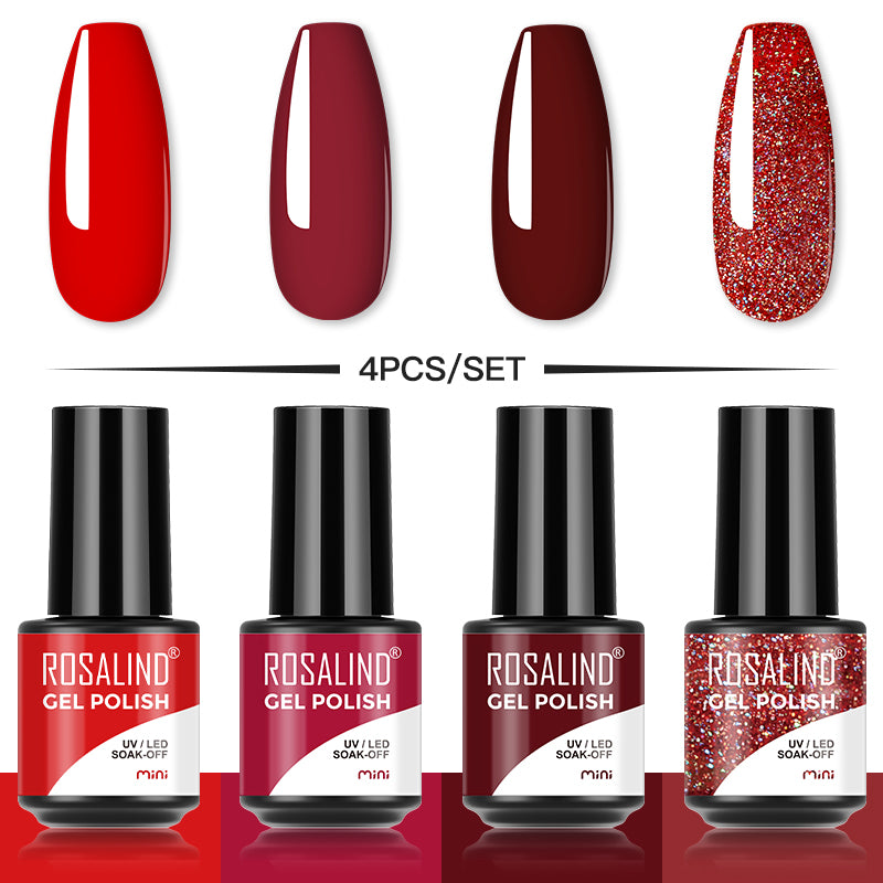 ROSALIND Soak Off Gel Polish Set 4PCS Set Bright For Nail Art Design LED/UV Lamp
