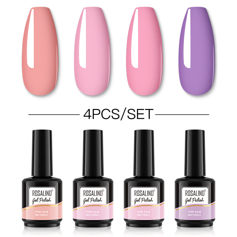 ROSALIND Gel Nail Polish 4Pcs/Set For Manicure Nails Art UV Gel Need Base Top Coat Vernis Semi permanent Nail Polish 15ML