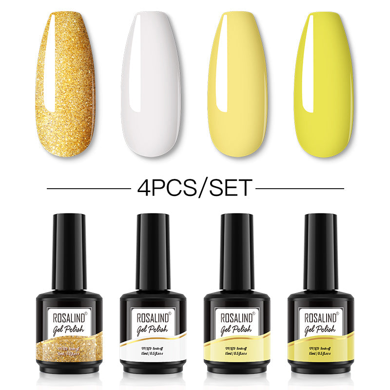 ROSALIND 4PCS Set 40 colors 15ml Soak Off Gel Polish Bright For Nail Art Design LED/UV Lamp SLH