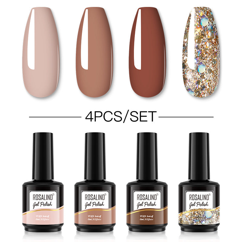 ROSALIND 4PCS Set 40 colors 15ml Soak Off Gel Polish Bright For Nail Art Design LED/UV Lamp SLH