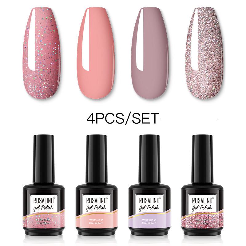 ROSALIND Gel Nail Polish 4Pcs/Set For Manicure Nails Art UV Gel Need Base Top Coat Vernis Semi permanent Nail Polish 15ML
