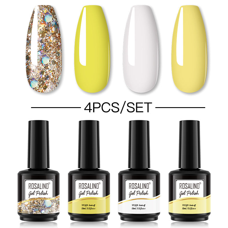 ROSALIND 4PCS Set 40 colors 15ml Soak Off Gel Polish Bright For Nail Art Design LED/UV Lamp SLH