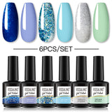 ROSALIND Gel Nail Polish 6Pcs/Set For Manicure Nails Art UV Gel Need Base Top Coat Vernis Semi permanent Nail Polish 15ML