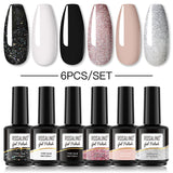 ROSALIND Gel Nail Polish 6Pcs/Set For Manicure Nails Art UV Gel Need Base Top Coat Vernis Semi permanent Nail Polish 15ML