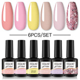 ROSALIND Gel Nail Polish 6Pcs/Set For Manicure Nails Art UV Gel Need Base Top Coat Vernis Semi permanent Nail Polish 15ML