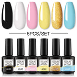 ROSALIND Gel Nail Polish 6Pcs/Set For Manicure Nails Art UV Gel Need Base Top Coat Vernis Semi permanent Nail Polish 15ML