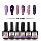 ROSALIND Gel Nail Polish 6Pcs/Set For Manicure Nails Art UV Gel Need Base Top Coat Vernis Semi permanent Nail Polish 15ML