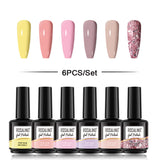 ROSALIND Gel Nail Polish 6Pcs/Set For Manicure Nails Art UV Gel Need Base Top Coat Vernis Semi permanent Nail Polish 15ML