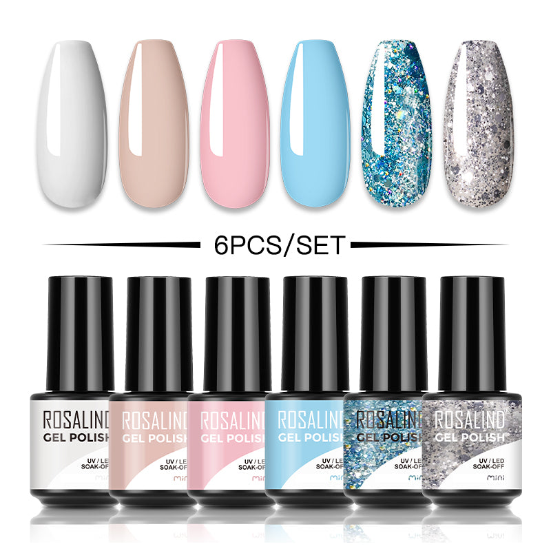 ROSALIND Soak Off Gel Polish Set 6PCS Set Bright For Nail Art Design LED/UV Lamp