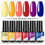 ROSALIND 6PCS SET 24 Styles Mini Soak Off Gel Polish Set Bright For Nail Art Design LED/UV Lamp