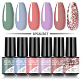 ROSALIND 6PCS SET 24 Styles Mini Soak Off Gel Polish Set Bright For Nail Art Design LED/UV Lamp