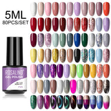 ROSALIND 5ml 80PCS/Set Soak Off Gel Polish Bright For Nail Art Design LED/UV Lamp