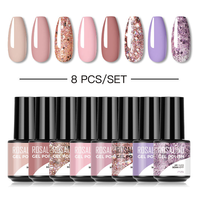 ROSALIND Mini Soak Off Gel Polish Set 8PCS Set Bright For Nail Art Design LED/UV Lamp