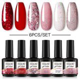 ROSALIND Gel Nail Polish 6Pcs/Set For Manicure Nails Art UV Gel Need Base Top Coat Vernis Semi permanent Nail Polish 15ML