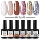 ROSALIND Gel Nail Polish 6Pcs/Set For Manicure Nails Art UV Gel Need Base Top Coat Vernis Semi permanent Nail Polish 15ML