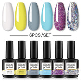ROSALIND Gel Nail Polish 6Pcs/Set For Manicure Nails Art UV Gel Need Base Top Coat Vernis Semi permanent Nail Polish 15ML