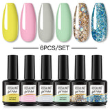 ROSALIND Gel Nail Polish 6Pcs/Set For Manicure Nails Art UV Gel Need Base Top Coat Vernis Semi permanent Nail Polish 15ML