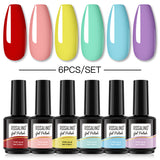 ROSALIND Gel Nail Polish 6Pcs/Set For Manicure Nails Art UV Gel Need Base Top Coat Vernis Semi permanent Nail Polish 15ML