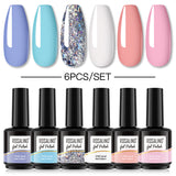 ROSALIND Gel Nail Polish 6Pcs/Set For Manicure Nails Art UV Gel Need Base Top Coat Vernis Semi permanent Nail Polish 15ML