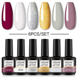 ROSALIND Gel Nail Polish 6Pcs/Set For Manicure Nails Art UV Gel Need Base Top Coat Vernis Semi permanent Nail Polish 15ML