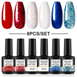 ROSALIND Gel Nail Polish 6Pcs/Set For Manicure Nails Art UV Gel Need Base Top Coat Vernis Semi permanent Nail Polish 15ML