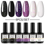 ROSALIND Gel Nail Polish 6Pcs/Set For Manicure Nails Art UV Gel Need Base Top Coat Vernis Semi permanent Nail Polish 15ML