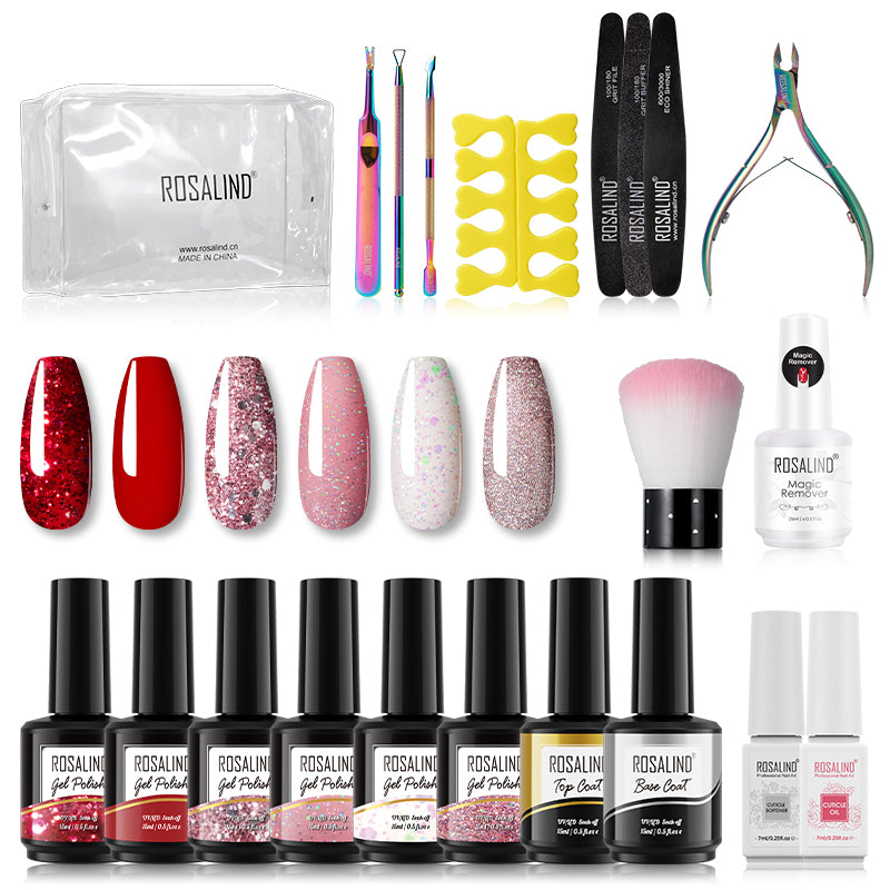 ROSALIND Gel Nail Polish Kits For Manicure Nails Art UV Gel Need Base Top Coat Vernis Semi permanent Nail Polish 15ML