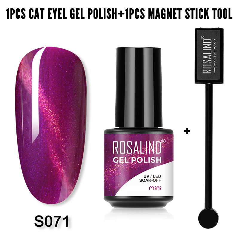 Rosalind Cat Eye Nail Polish 5ml And Cat Eye Effect Fringe Magic Magnet Stick Tool Lamp Cured Shine Gel Polish