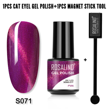 Rosalind Cat Eye Nail Polish 5ml And Cat Eye Effect Fringe Magic Magnet Stick Tool Lamp Cured Shine Gel Polish