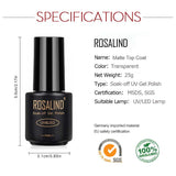 ROSALIND Matt Top Coat Gel Polish Bright For Nail Art Design LED/UV Lamp