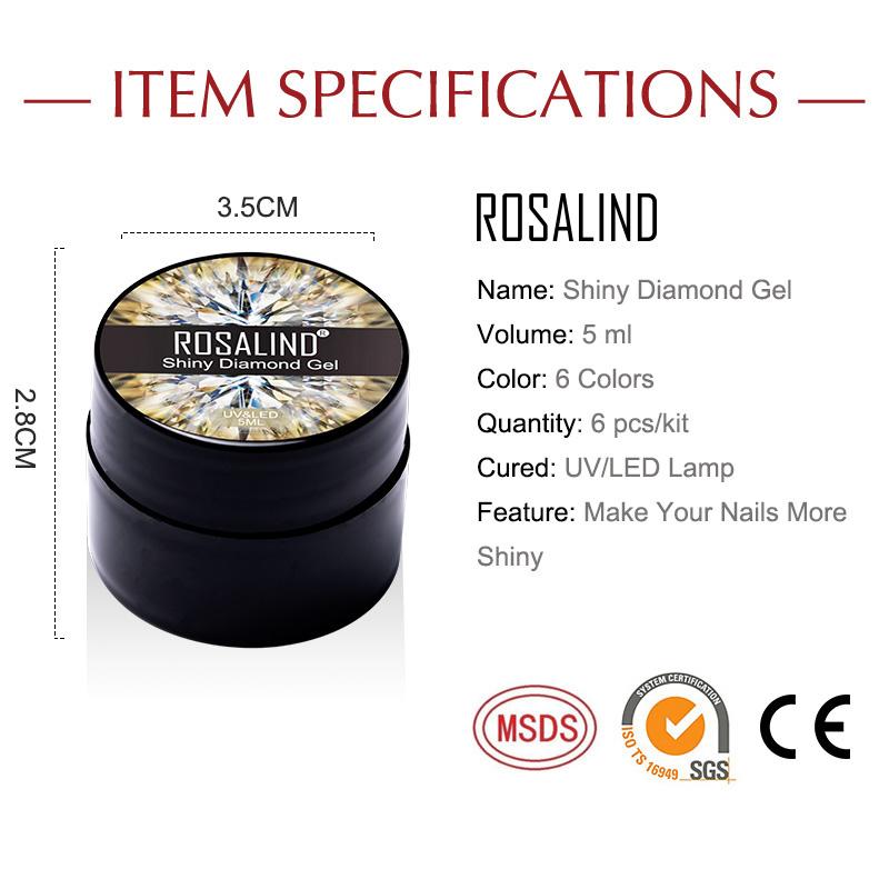 Rosalind Shiny Diamond Gel Kit 6PCS 5ML.