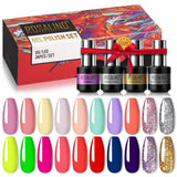 Rosalind 7ML 24Pcs Nail Gel Polish Set with No Wipe Base and Matte/Glossy Top Coat Vernis