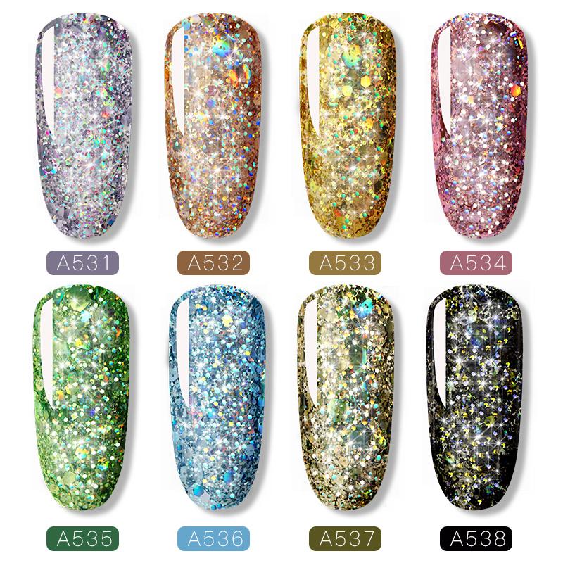 Rosalind Rosalind Shiny Diamond Nail Gel 8 Colors 5ML Gliter Nail Polish