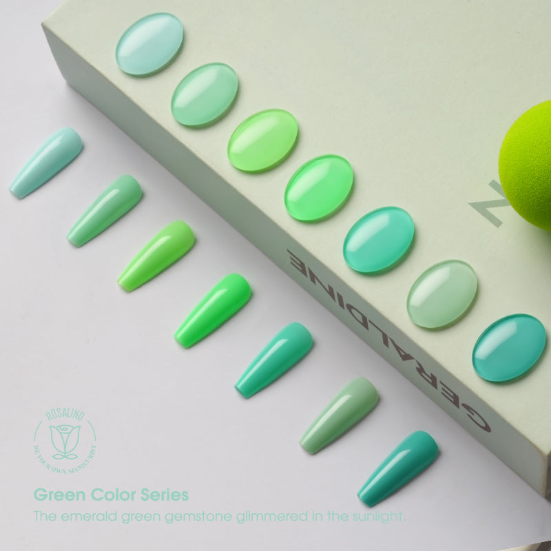ROSALIND 10colors Green Series Soak Off Nail Gel Bright For Nail Art Design LED/UV Lamp RA