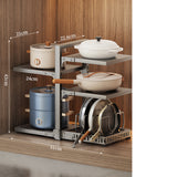 Kitchen Storage Rack,Adjustable Pot Storage Rack Under Cabinet, Kitchen Organization Storage