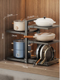 Kitchen Storage Rack,Adjustable Pot Storage Rack Under Cabinet, Kitchen Organization Storage