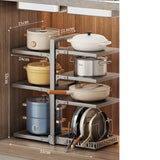 Kitchen Storage Rack,Adjustable Pot Storage Rack Under Cabinet, Free Layering Snap-On Pot Rack for Kitchen Organization Storage