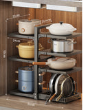 Kitchen Storage Rack,Adjustable Pot Storage Rack Under Cabinet, Free Layering Snap-On Pot Rack for Kitchen Organization Storage