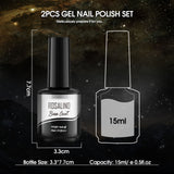 15ml No Wipe Nail Top Base Coat* 2PCS Set