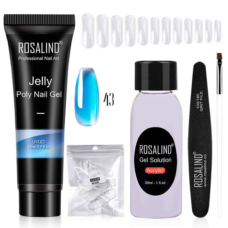 ROSALIND Poly Nail Gel Kit 15ml Nail Extension  Full Manicure Poly UV Gel Set For Nails Tool Kit