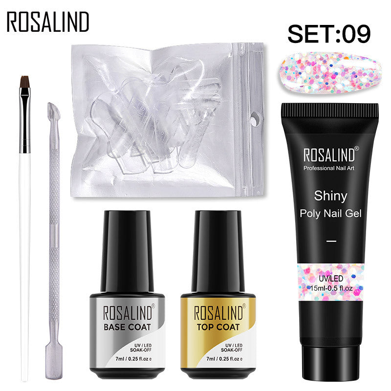 ROSALIND 15ML Poly Nail Gel Kit For Building Semi Permanent Nail Extension Gel All For Manicure Professional Nail Art Set Of Tools