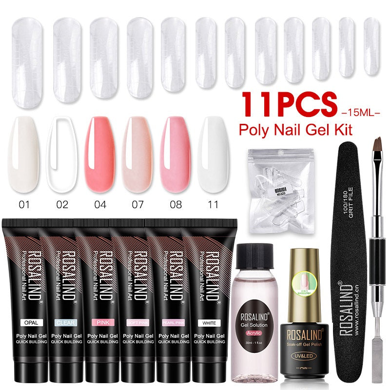 ROSALIND Poly Nail Gel Kit 15ml Nail Extension Full Manicure Poly UV Gel Set For Nails Tool Kit