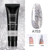 ROSALIND 15ml Glitter Poly Nail Gel 16 Fashion Colors Quick Builder Extension Say Goodbye To Short Nails