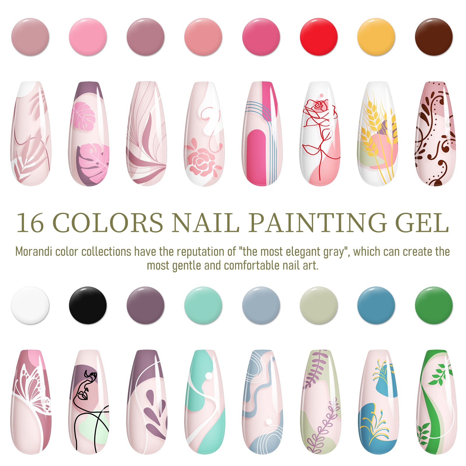 16 Pcs Set Nail Painting Line Gel Vernis Semi Permanent