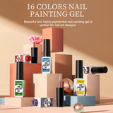 16 Pcs Set Nail Painting Line Gel Vernis Semi Permanent